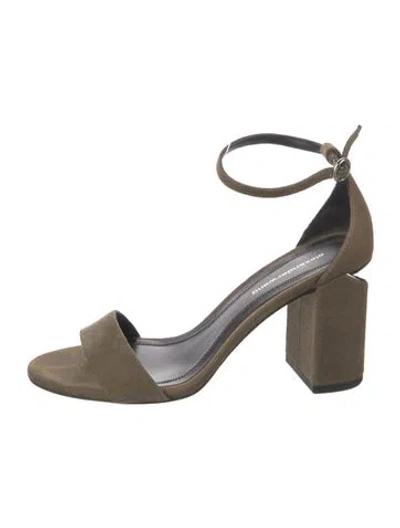 Pre-owned Alexander Wang Canvas Whipstitch Trim Sandals In Green