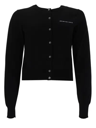 Alexander Wang Cardigan Con Logo In Black