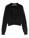 Alexander Wang Cotton-blend Chenille Cropped Polo Cardigan In Black
