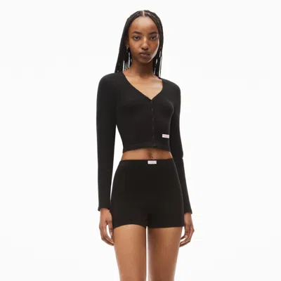 Alexander Wang Cardigan In Seamless Rib-knit Jersey In Black