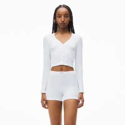 Alexander Wang Cardigan In Seamless Rib-knit Jersey In White