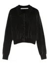 Alexander Wang Cotton-blend Chenille Cropped Polo Cardigan In Black