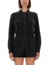 Alexander Wang Cotton-blend Chenille Cropped Polo Cardigan In Black