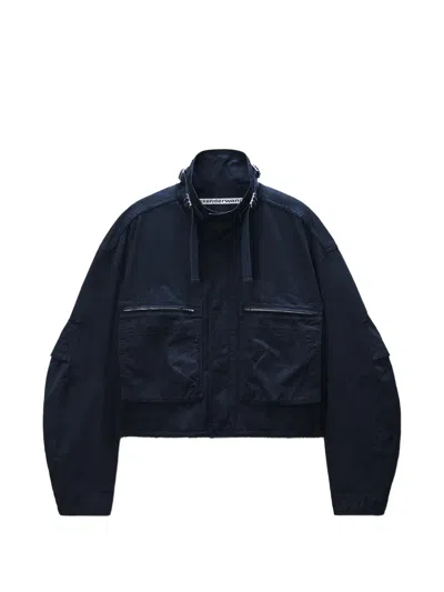 Alexander Wang Cargo Cropped Cotton Jacket In Blue