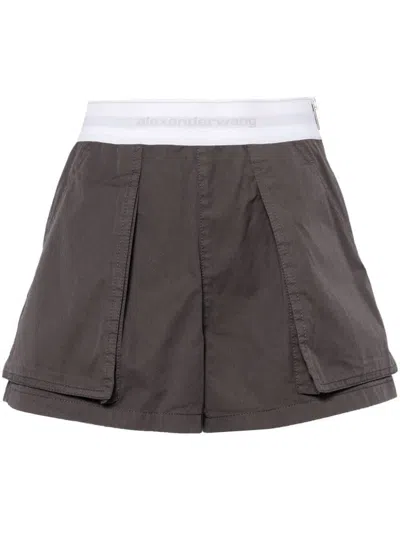 Alexander Wang High-waisted Cargo Shorts In Grey