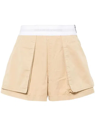 Alexander Wang High-waisted Cargo Shorts In Beige