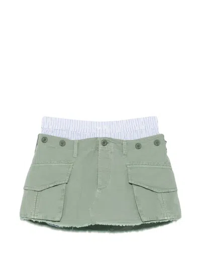 Alexander Wang Cargo Raw-cut Skirt In Green