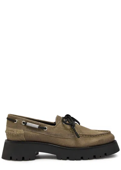 Alexander Wang Carson 50 Waxed Suede Boat Shoes In Sand
