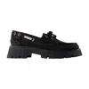 Alexander Wang Brown Waxed Suede Carson Boat Loafers In Black