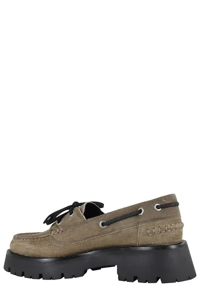 Alexander Wang Carson Boat Loafers In Green Suede