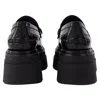 Alexander Wang Carter 75 Platform Loafers In Black Leather In Black