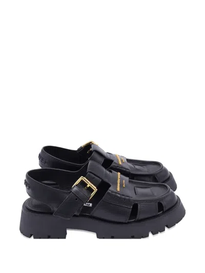 Pre-owned Alexander Wang Carter Cage Leather Sandals In Black