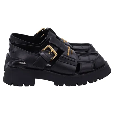 ALEXANDER WANG CARTER CAGE SANDALS IN BLACK LEATHER