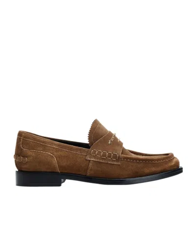 ALEXANDER WANG LOGO-PLAQUE SUEDE LOAFERS