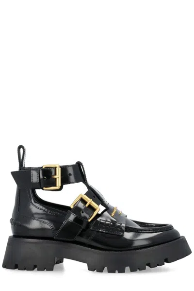 Alexander Wang Carter Lug Ankle Strap Boots In Black