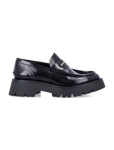 Alexander Wang Carter Mid-heel Leather Loafers In Black