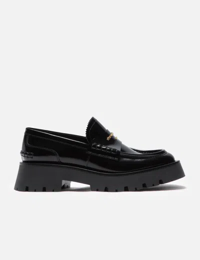 Alexander Wang 45mm Carter Lug Patent Leather Loafers In Black