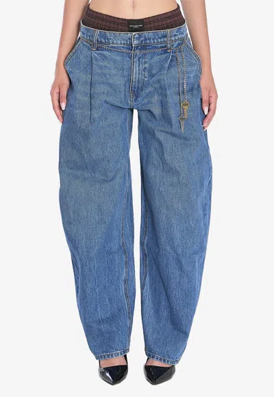 ALEXANDER WANG CHAIN-BELT BALLOON-LEG JEANS