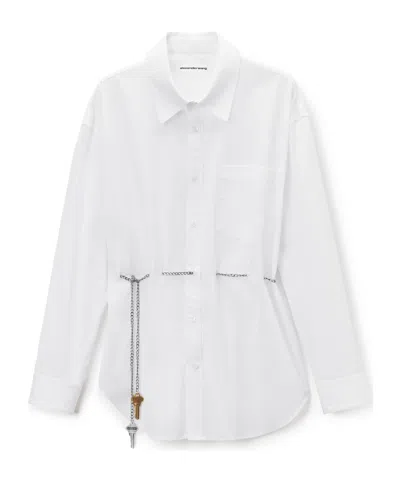 Alexander Wang Chain Belt Collared Long-sleeve Shirt In White