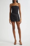 Alexander Wang Chain Belt Stretch Wool Blend Minidress In Black