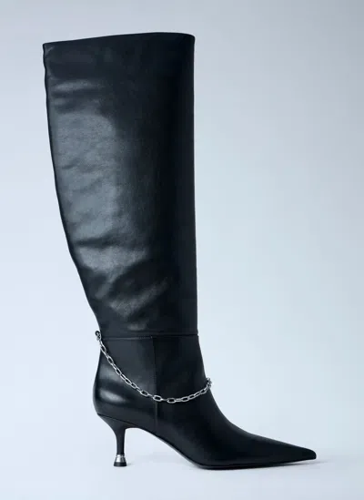 Alexander Wang Chain Detail Knee-high Leather Boots In Black