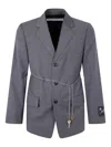 Alexander Wang Tailored Blazer With Chain Belt And Check Pattern In Gray