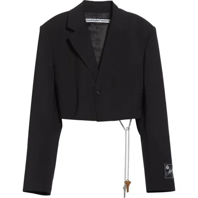 Alexander Wang Chain Embellished Crop Blazer In Black