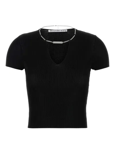 ALEXANDER WANG CHAIN-EMBELLISHED RIBBED TOP