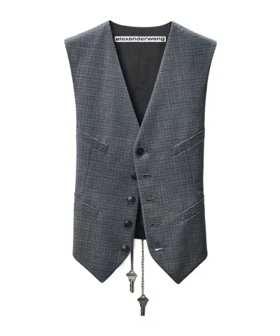 Alexander Wang Chain Embellished Tailored Vest In Gray