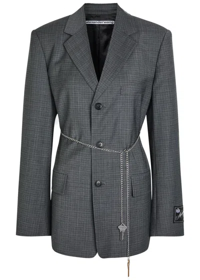 Alexander Wang Chain-embellished Wool-blend Blazer