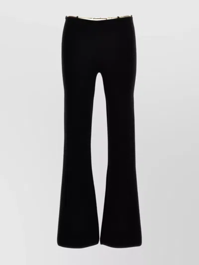ALEXANDER WANG 'CHAIN NAMEPLATE' FLARED HIGH WAIST RIBBED PANTS