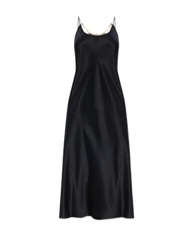 Alexander Wang Chain-strap Silk Midi Dress In Black