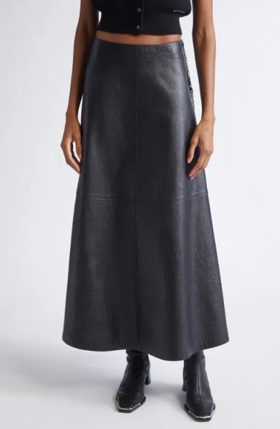 Alexander Wang Chain Zip Leather Skirt In Gray