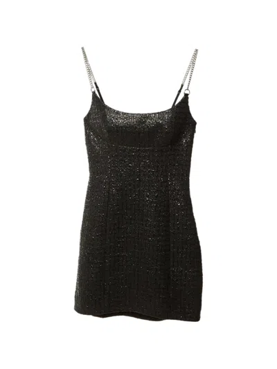 Pre-owned Alexander Wang Chain-strap Textured Mini Dress In Black