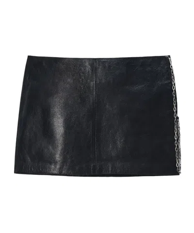 Alexander Wang Chain-trim Leather Mini Skirt In Black