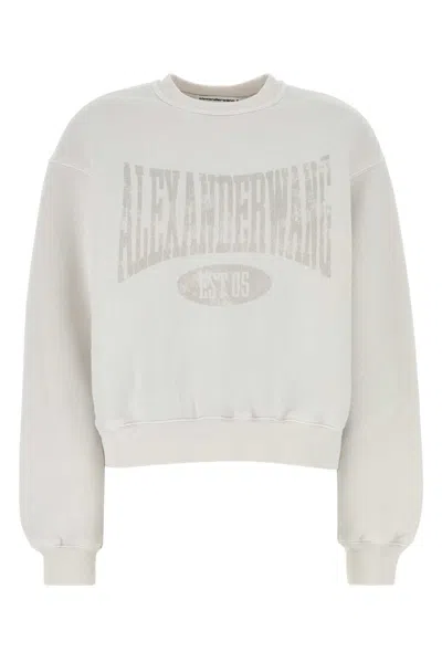 Alexander Wang Chalk Cotton Blend Oversize Sweatshirt In Dirtywhite