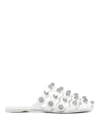 Alexander Wang Leather Sole Sandals Stud Embellishment In White