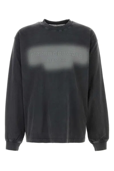 Alexander Wang Charcoal Cotto Oversize T-shirt In Black