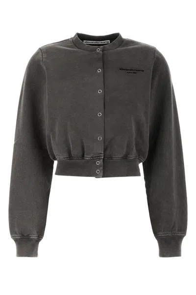 ALEXANDER WANG CARDIGAN IN COTONE ANTRACITE  DONNA
