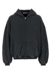 Alexander Wang Cotton Logo Zip-up Hoodie Clothing In Black