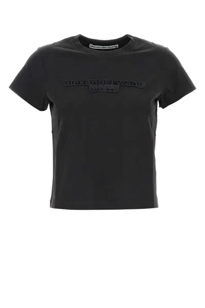 Alexander Wang Charcoal Cotton T-shirt In Black