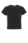 Alexander Wang Fitted Cropped T-shirt With Subtle Logo In Gray