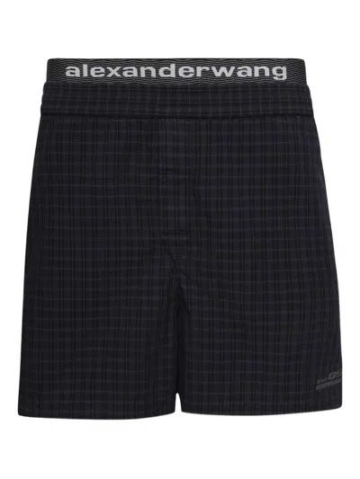 Alexander Wang Check-pattern Boxer Shorts In Blue