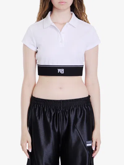Alexander Wang Cheerleader Cropped Polo Top In White