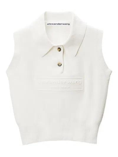 Alexander Wang Chenille Logo-embossed Top In White