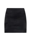 Alexander Wang Velvet Elastic Waistband Skirt In Black  