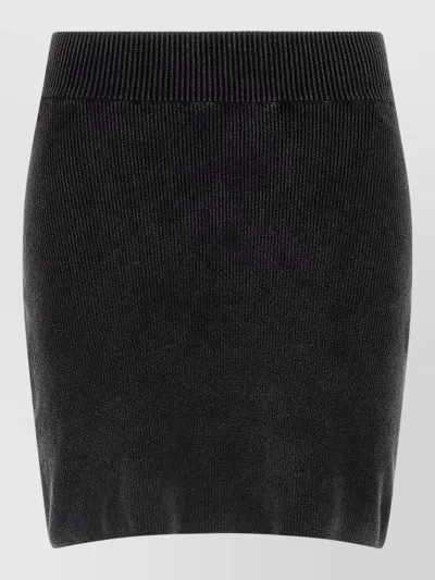 Alexander Wang Chenille Skirt Elastic Waistband Ribbed Texture In Black