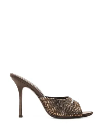 Alexander Wang Cher Crystal Hotfix 105mm Mule In Brown