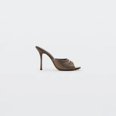 Alexander Wang Cher Crystal Hotfix 105mm Mule In Brown