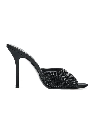Alexander Wang Cher Crystal-hotfix 105mm Mules In Black